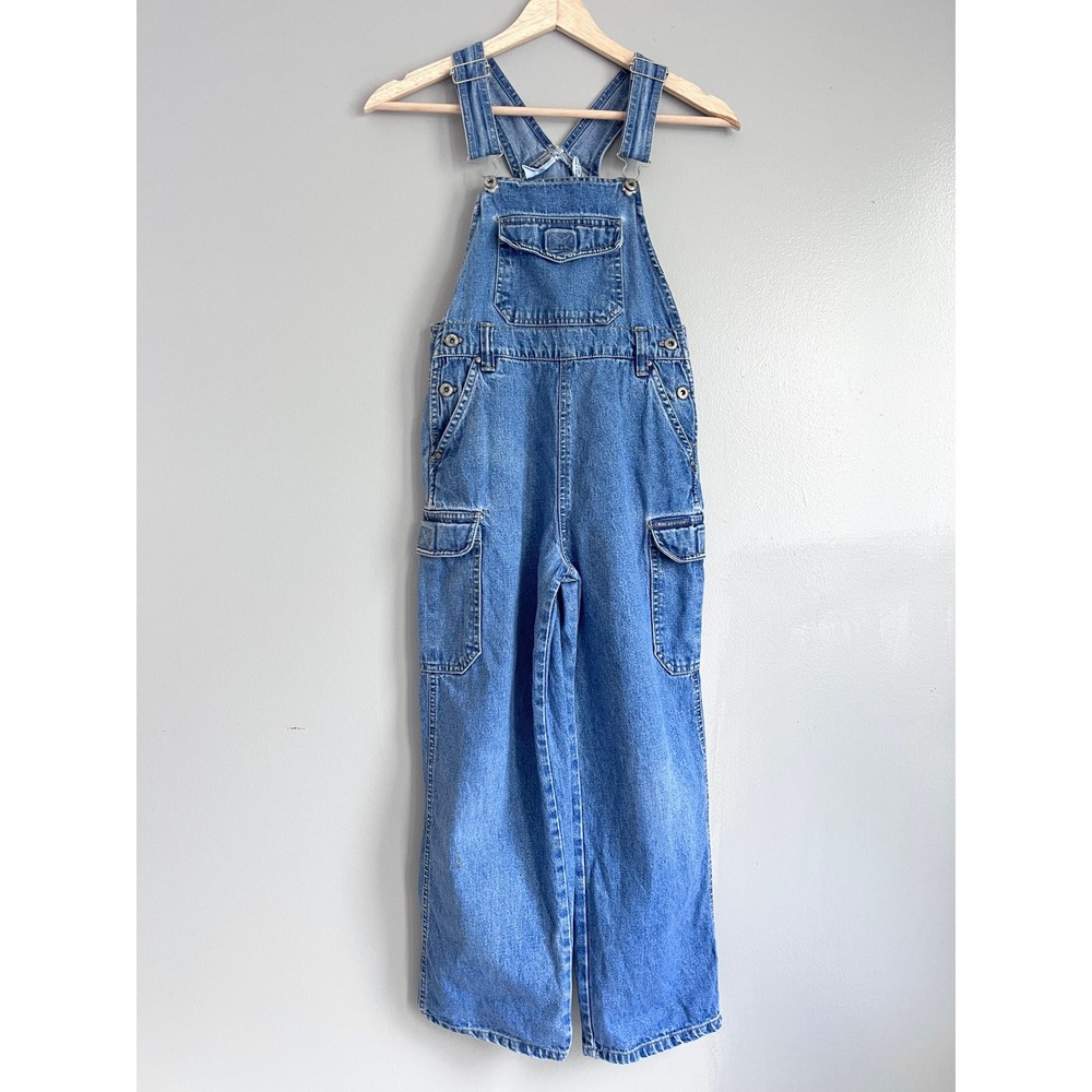 Vintage Y2K Xhilaration Kids Girls Denim Cargo Overalls Medium Wash‎ Blue 7/8